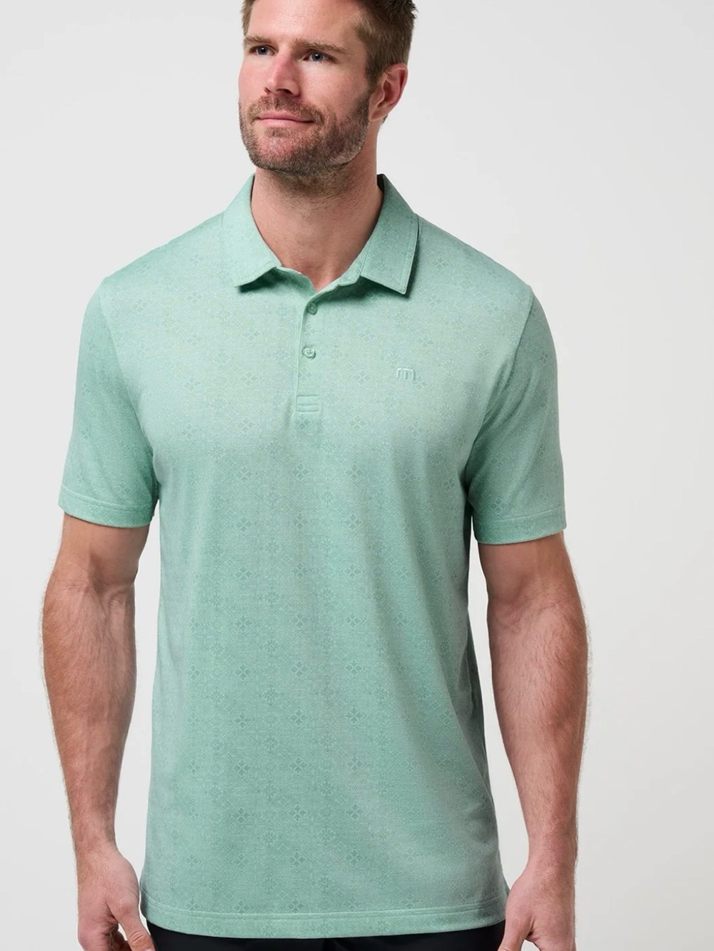 Travis Mathew Performance Golf Polo Shirt Heathered Sage Green Men's Large L EUC